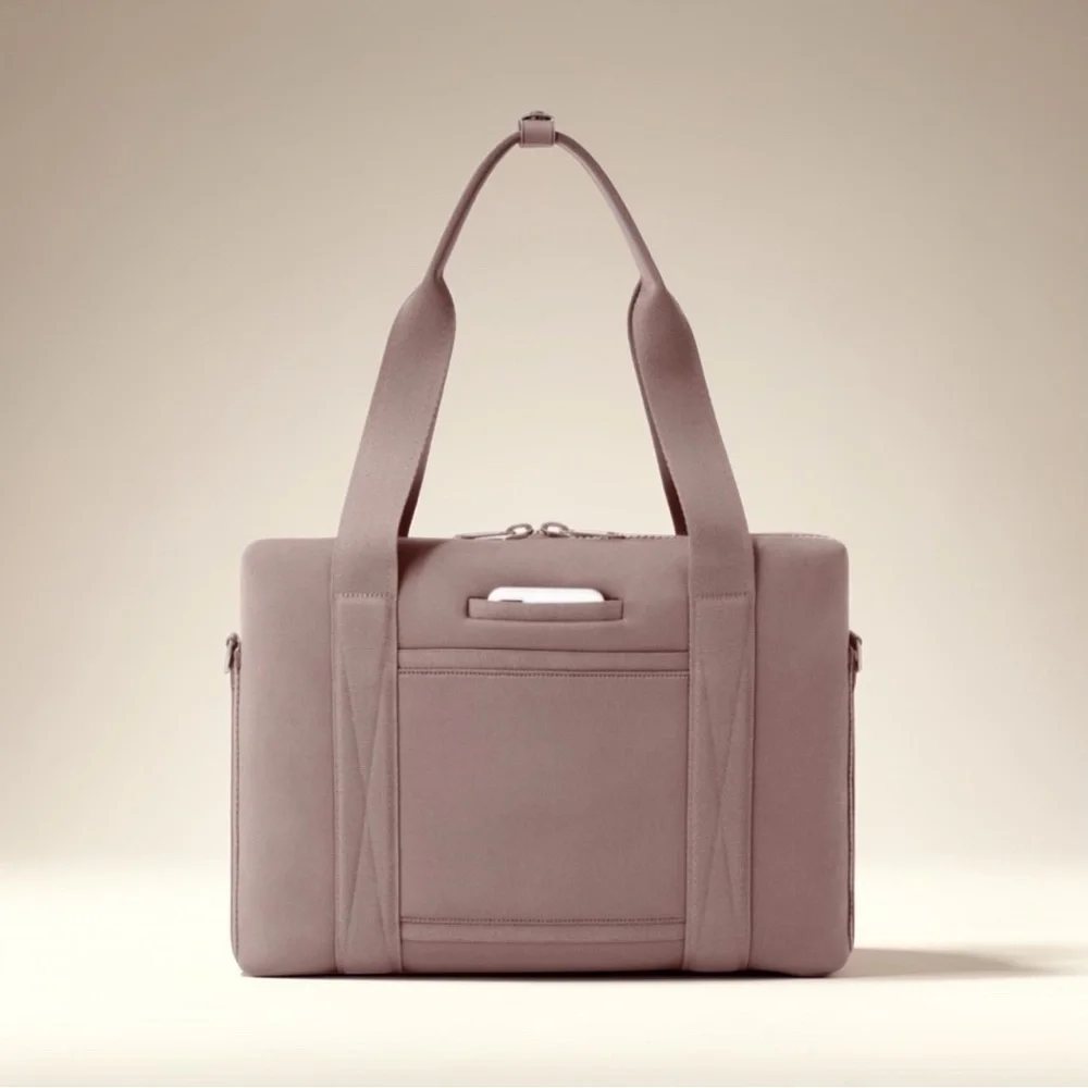 Dagne Dover Large Ryan Neoprene Laptop Bag In Dune